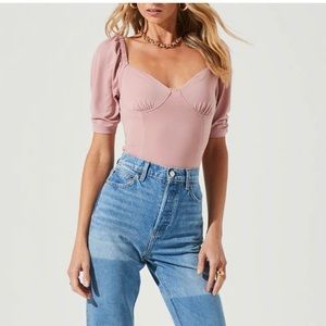 Pink ASTR The Label bodysuit in size Medium. Brand new with tags.